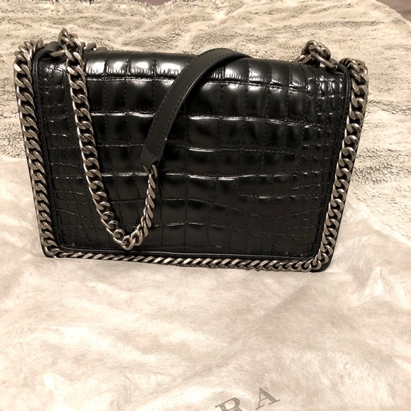 Zara Black Croc Chain City Bag - Picture 2 of 3